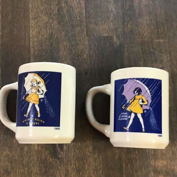 Vintage 1956 & 68 Morton Salt “when it rains it pours” coffee mugs - Picture 2 of 4